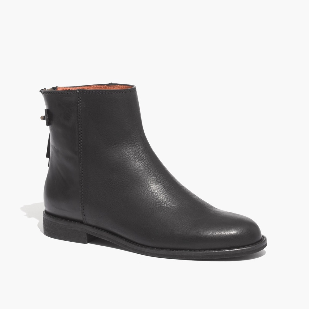 Madewell Hayes Leather Ankle Boot Bootie Moto Black